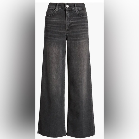 Frame Denim Denim - FRAME women’s LE SLIM PALAZZO RAW FRAY HIGH-RISE WIDE-LEG black JEANS Size 32